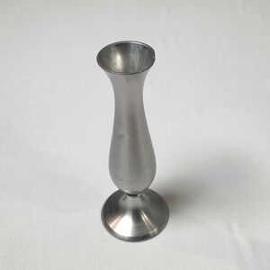 Leonard Pewter Bud Vase Vintage Silver‎ Tone Trumpet Shape 6"